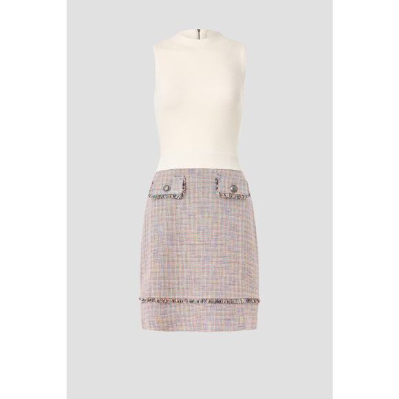 Ted Baker Mayumid Mixed Media Tweed Mock Neck Tank Mini Dress Size 6 - Picture 4 of 14